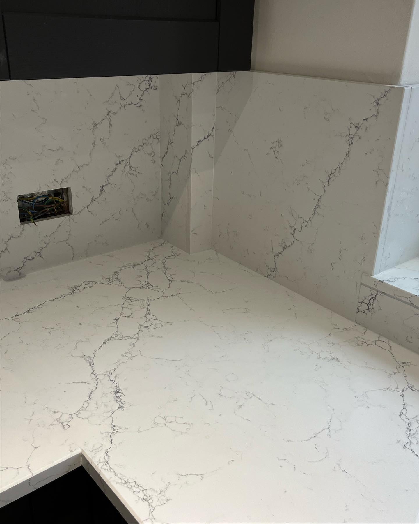 Full-height stone splashbacks, NC Worksurfaces install